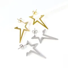 選べる2色！ 星モチーフ フープピアス サージカルステンレス【ste104】