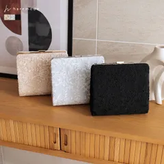 バッグ レディース クラッチバッグ オケージョン スクエア パーティーバッグ 結婚式 お呼ばれ フォーマル 刺繍 がま口 チェーン付き haremode 5071