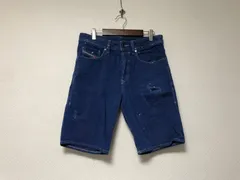 本物ディーゼルDIESELコットンペンキダメージ加工デニムショートパンツメンズサーフアメカジミリタリーストリートスケーターワークビジネススーツモードゴルフバイカードレス青ブルー26XSチュニジア製