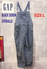 GAP ウォッシュウェル 90s ルーズフィット オーバーオール L ギャップ ブラック サロペット レディース