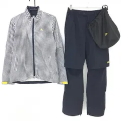 ★SALE価格★【美品】アディダス レインウェア 上下セット 2WAYジャケット×パンツ ネイビー×白 レディース L/G ゴルフウェア adidas