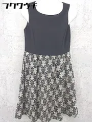 ◇ Simplicite シンプリシテェ 総柄 切替 ノースリーブ 膝丈 ワンピース ブラック ベージュ レディース 【中古】 【1002802072895】