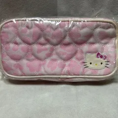 Hello  Ｋitty         ペンポーチ　　　アニマル柄ピンク　　　ハートキルト