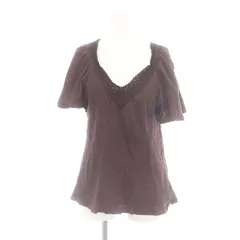 ツモリチサト TSUMORI CHISATO ワッシャー加工ブラウス 半袖 Vネック レース 2 茶色 ブラウン /DO ■OS ■SHのサムネイル