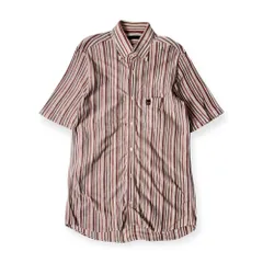 DAKS ダックス ストライプ BD ボタンダウン 鹿の子 半袖 ポロシャツ L/マルチ メンズ