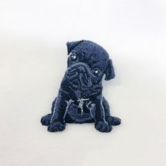 【LM / エルム】ブローチ パグ (ブラック) / 立体刺繍アクセサリー