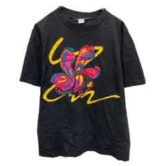 半袖 プリントTシャツ M～ ブラック プルオーバー ビッグプリント 90's 90年代 カットソー 古着卸 アメリカ仕入 a705-6167