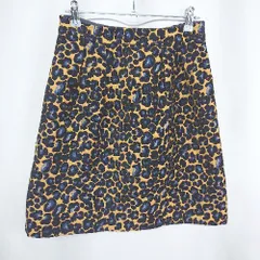 ◇ ⊇ INDIVI インディヴィ ヒョウ柄 膝丈 タイト スカート サイズ38 イエロー ブラック ブルー レディース E  【1409240069546】
