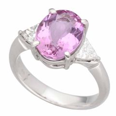 インペリアル ピンクトパーズ(T3.53ct) ダイヤ(D0.44ct) リング 日本サイズ約11号 #51 Pt900 プラチナ GIA鑑別書【送料無料】指輪 【中古】31320501