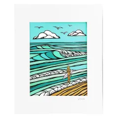 Lサイズヘザー ブラウン 『 サーフ ガール 』 406mm × 508mm