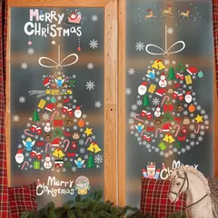 【特価セール】装飾 diy おしゃれ クリスマスツリー 雪の結晶 スノーフレーク トナカイ サンタクロース 子供部屋 雪だるま リース 壁飾り 北欧 装飾品 インテリア 小物 ウィンドウ シール かわいい 新年 プレゼント 雑貨 静電気シール クリスマスステッ
