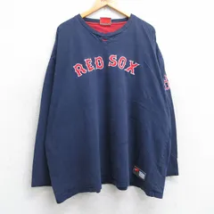 XL/古着 ナイキ NIKE 長袖 ビンテージ Tシャツ メンズ 00s MLB ボストンレッドソックス 大きいサイズ コットン クルーネック 紺 ネイビー 