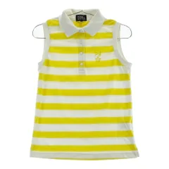 サイズ：0 PEARLY GATES パーリーゲイツ  ノースリーブ ポロシャツ パイル地 ボーダー柄 イエロー系 [240101320826]# ゴルフウェア レディース ストスト