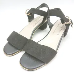 ◇ ⊂ Oriental Traffic×earth music&ecology ベルト付き ヒールサンダル サイズS ブラック レディース E  【1501160013125】