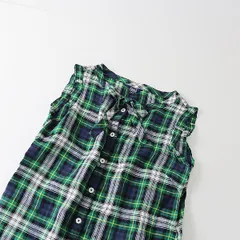 PART2 BY JUNKO SHIMADA ジュンコシマダ リネン チェック ノースリーブ チュニックシャツ 9/ネイビー グリーン【2400013415378】のサムネイル