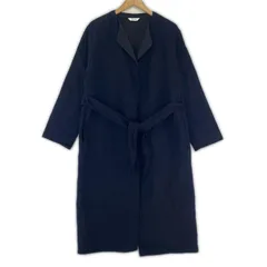 PLST プラステ リボン付き ノーカラーコート sizeM/ネイビー