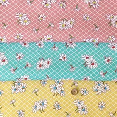 Ka's favorite feedsack collection マーガレットonバイヤス格子　ピンク