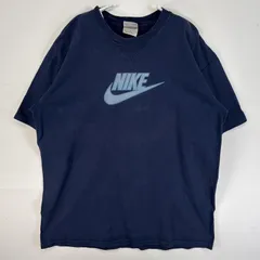 古着 00’s/00年代 ナイキ NIKE 半袖Tシャツ 肉厚 フェード センター ロゴ プリント クルーネック L  ネイビー メンズ