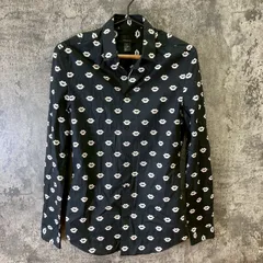 ☆H&M☆エイチアンドエム♪新品♪長袖シャツ♪リッププリント♪黒♪メンズ(XS)