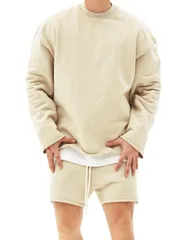 【迅速発送】i think アイシンク 5カラー 薄手 カットオフ トレーナー ハーフパンツ セットアップ メンズ スウェット 無地 長袖 トップス ボトムス 上下セット M~XL