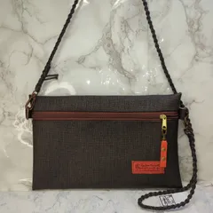 合皮サコッシュ[GS]0687フェイクレザーこげ茶ハンドメイドJA龍