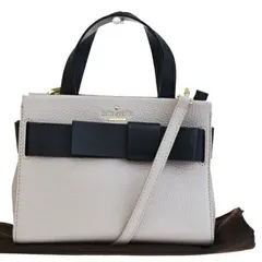 【中古】 美品 ケイトスペード kate spade ハンドバッグ ショルダー 2WAY ベージュ ブラック レザー 保存袋付き PXRU6083 07HD948