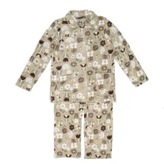 ☆ 北欧フラワー/ベージュ ☆ マイクロファイバー ボタン付き セットアップ パジャマ レディース 長袖 ルームウェア 上下セット 部屋着 おしゃれ かわいい マイクロファイバー セットアップ ボタン付き 前開き ズボン パンツ 冬 ナイトウェア 大人 可愛い