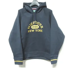 美品 23AW TOMMY HILFIGER GOLF トミーヒルフィガーゴルフ カレッジロゴ プルオーバー パーカー フーディー THLA358 M ネイビー レディース 古着 中古 USED