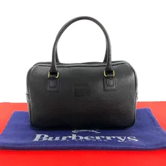ほぼ未使用 Burberrys バーバリーズ ヴィンテージ ノバチェック 柄 レザー 本革 ハンドバッグ ミニ ボストンバッグ ブラック 17775