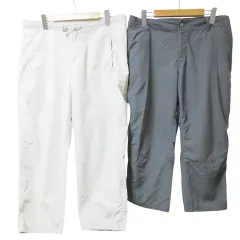 コロンビア Columbia 2本セット パンツ アウトドアウエア フィッシングウェア パフォーマンスギア OMNI-SHADE クロップド アンクル丈 L ベージュ グレー X