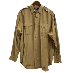 ラルフローレン RALPH LAUREN レーヨン サファリシャツ エポレット 無地 長袖シャツ ベージュ Lサイズ 201MT-4363 VB
