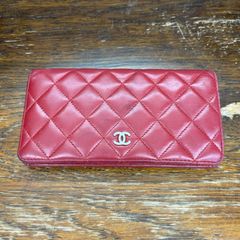 CHANEL シャネル マトラッセ  長財布 レッド シルバー金具 ラムスキン ギャランティーカード付　エキスパート藤沢辻堂店