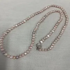 天然淡水パールネックレス　ナチュラルピンク　バロックパール　ロング　D079