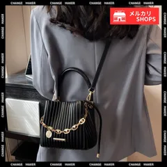 【送料無料】プリーツショルダーバッグ チェーン装飾 ミニバケットバッグ レディース オフィスカジュアル ハンドバッグ 小さめ スクエア PUレザー 鞄 コンパクト 2way バッグ 肩掛け カバン 韓国風 手提げ 斜めかけ 新品 未使用 CH2TIAN-020