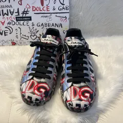 DOLCE&GABBANA ポルトフィーノ スニーカー 総柄 DOLCE&GABBANA (ドルチェ ＆ ガッバーナ) パッチ付きカーフ