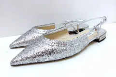 【220821】JIMMY CHOO ジミーチュウ  ジェミスタ スパークル スリングバック バックストラップ パンプス グリッター  ・37 GMU/194
