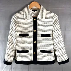 トミーヒルフィガー TOMMY HILFIGER ジャケット ストライプ ゴールドボタン ロゴチャーム 裏地付き ホワイト系 Lサイズ 2025052800024のサムネイル