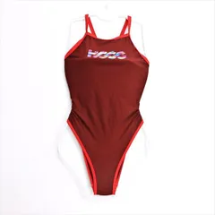 ●SE3H01☆HOOGフーグ競泳水着 Mサイズ 赤 シンプルクール 惹かれるカラー オープンバック お尻刺繍 レディース 練習用水着 フィットネスジムプール ワンピース■