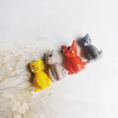 ガラスビーズ猫４点セット穴付きアクセサリーペンダントネックレスハンドメイド