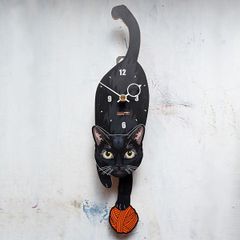 C-97 黒子猫 - ペットの振り子時計