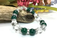 緑瑪瑙&水晶 パワーストーン ブレスレット 天然石 10mm  （シルバー）メンズ・レディース 男性・女性 数珠ブレス 開運  [3]