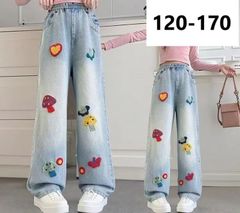 デニムパンツ 女の子 子供服 こども服 キッズ パンツ デニムパンツ ジーンズ ジーパン カジュアル ズボン ボトムス デニムパンツキッズ 刺しゅう 動きやすい 楽ちん ウエストゴム オールシーズン ゆったり KTGA034(4色120-170)