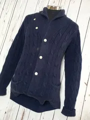 POLOラルフローレン★綿100％/ケーブルニットカーディガン【Mens size -S（日本サイズM-L程度/ネイビー】◆F02<sale>