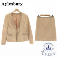 【訳アリ】 Aylesbury アリスバーリー スーツ フォーマル セットアップ 上下 長袖 スカート ひざ丈 レディース ベージュ L 901-270 送料無料