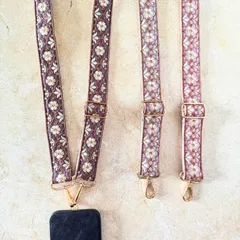 インド刺繍リボン スマホショルダー ショルダーストラップ ショルダーベルト ナチュラルモロッカン