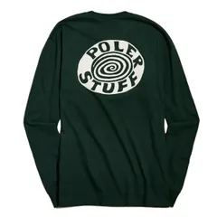 ポーラー ロンT POLeR SPIRAL LS TEE ポーラー Tシャツ メンズ バックプリント ロングスリーブ 長袖Tシャツ クルーネック スパイラル シャツ ロゴ クルーネック ロングTシャツ ポーラー アウトドア スタッフ FOREST GREEN