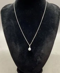 SN577 ブラックパール？ 1粒パールネックレス 7.8mm珠 首周り40cm シルバー黒 シンプル フェイクパール