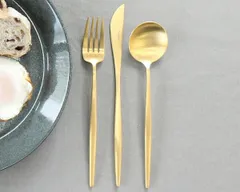 新品 クチポール ムーンマット ゴールド ディナー3点セット（ディナーナイフ・ディナーフォーク・ディナースプーン） Cutipol MOON MATT GOLD 正規販売代理店 カトラリー テーブル ブラッシュド マット