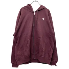 Champion ロゴスウェット パーカー 3XL ワインレッド チャンピオン ジップアップ 裏起毛 オーバーサイズ 古着卸 アメリカ仕入 a709-5313