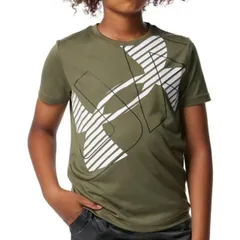 アンダーアーマー(UNDER ARMOUR) Tシャツ UAテック 半袖Tシャツ 〈スーパービッグロゴ〉 ボーイズ 1378273 マリンODグリーン/ホワイト YMサイズ